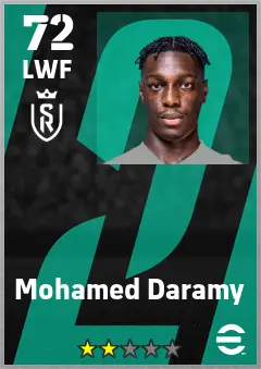 Mohamed Daramy eFootball 2026 player card — 72 OVR LWF