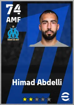 Himad Abdelli eFootball 2026 player card — 74 OVR AMF