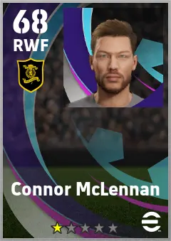 Connor McLennan eFootball 2026 player card — 68 OVR RWF