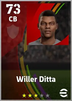Willer Ditta eFootball 2026 player card — 73 OVR CB