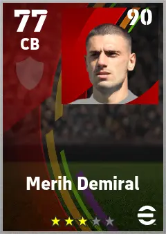 Merih Demiral eFootball 2026 player card — 77 OVR CB