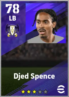 Djed Spence eFootball 2026 player card — 78 OVR LB