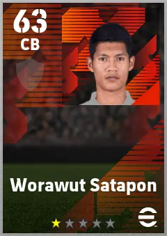 Worawut Satapon eFootball 2026 player card — 63 OVR CB