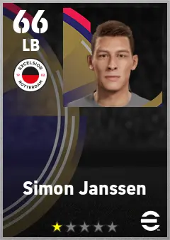 Simon Janssen eFootball 2026 player card — 66 OVR LB