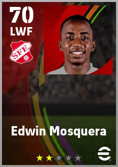 Edwin Mosquera eFootball 2026 player card — 70 OVR LWF
