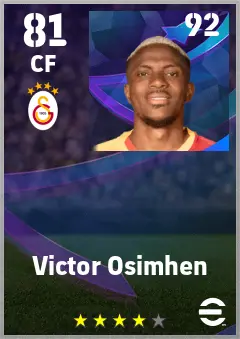 Victor Osimhen eFootball 2026 player card — 81 OVR CF