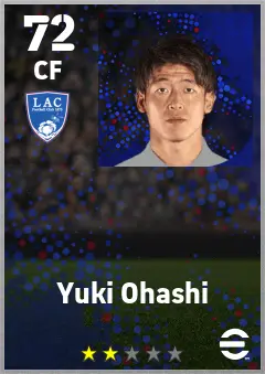 Yuki Ohashi eFootball 2026 player card — 72 OVR CF