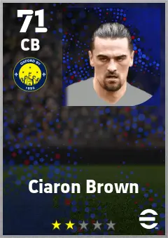 Ciaron Brown eFootball 2026 player card — 71 OVR CB