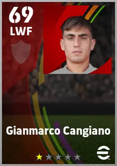 Gianmarco Cangiano eFootball 2026 player card — 69 OVR LWF