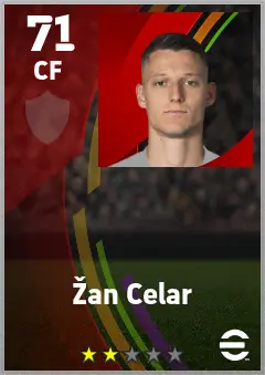Zan Celar eFootball 2026 player card — 71 OVR CF