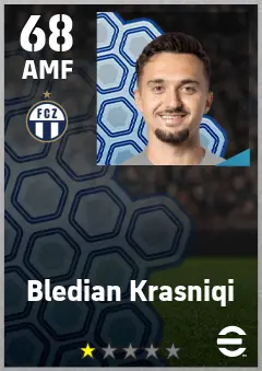 Bledian Krasniqi eFootball 2026 player card — 68 OVR AMF