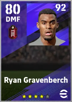 Ryan Gravenberch eFootball 2026 player card — 80 OVR DMF