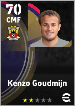 Kenzo Goudmijn eFootball 2026 player card — 70 OVR CMF