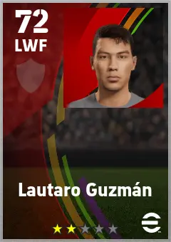 Lautaro Guzman eFootball 2026 player card — 72 OVR LWF