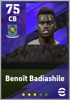Benoit Badiashile eFootball 2026 player card — 75 OVR CB