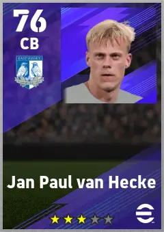 Jan Paul van Hecke eFootball 2026 player card — 76 OVR CB