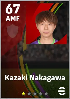 Kazaki Nakagawa eFootball 2026 player card — 67 OVR AMF