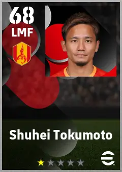 Shuhei Tokumoto eFootball 2026 player card — 68 OVR LMF