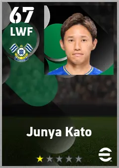 Junya Kato eFootball 2026 player card — 67 OVR LWF