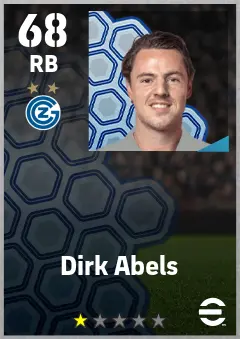 Dirk Abels eFootball 2026 player card — 68 OVR RB