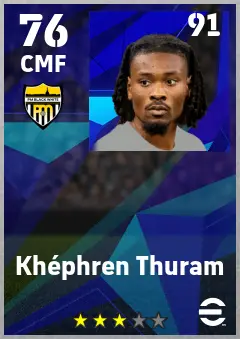 Khephren Thuram eFootball 2026 player card — 76 OVR CMF