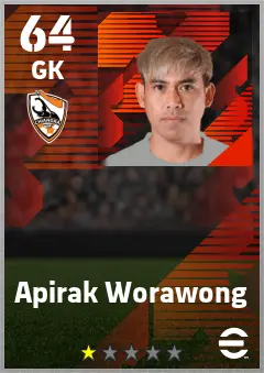 Apirak Worawong eFootball 2026 player card — 64 OVR GK