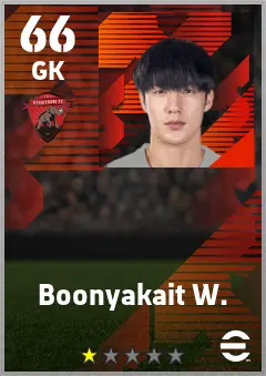 Boonyakait W. eFootball 2026 player card — 66 OVR GK