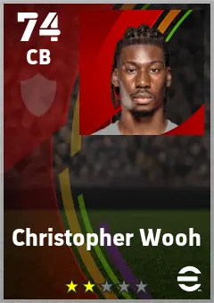 Christopher Wooh eFootball 2026 player card — 74 OVR CB