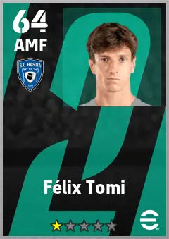Felix Tomi eFootball 2026 player card — 64 OVR AMF