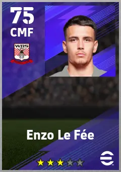 Enzo Le Fee eFootball 2026 player card — 75 OVR CMF