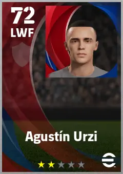 Agustin Urzi eFootball 2026 player card — 72 OVR LWF