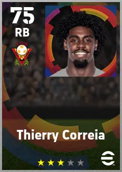 Thierry Correia eFootball 2026 player card — 75 OVR RB