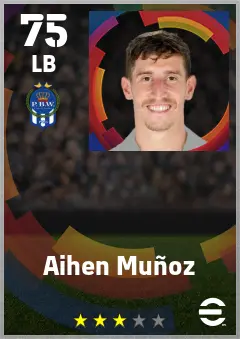 Aihen Munoz eFootball 2026 player card — 75 OVR LB