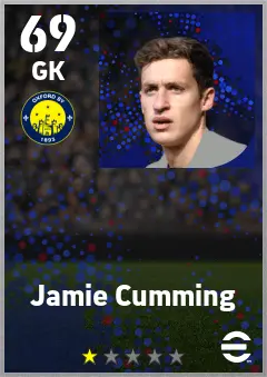 Jamie Cumming eFootball 2026 player card — 69 OVR GK