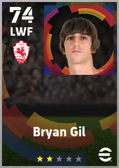 Bryan Gil eFootball 2026 player card — 74 OVR LWF