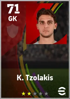 K. Tzolakis eFootball 2026 player card — 71 OVR GK