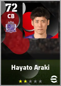Hayato Araki eFootball 2026 player card — 72 OVR CB
