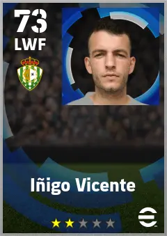 Inigo Vicente eFootball 2026 player card — 73 OVR LWF