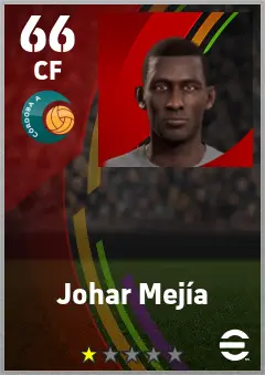 Johar Mejia eFootball 2026 player card — 66 OVR CF