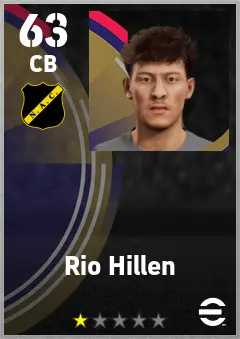 Rio Hillen eFootball 2026 player card — 63 OVR CB
