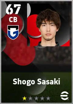Shogo Sasaki eFootball 2026 player card — 67 OVR CB
