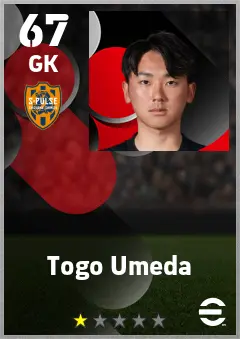 Togo Umeda eFootball 2026 player card — 67 OVR GK