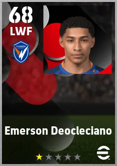 Emerson Deocleciano eFootball 2026 player card — 68 OVR LWF