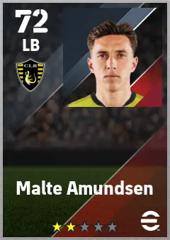 Malte Amundsen eFootball 2026 player card — 72 OVR LB