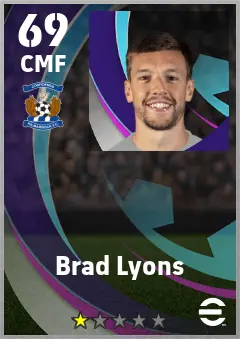 Brad Lyons eFootball 2026 player card — 69 OVR CMF