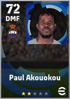 Paul Akouokou eFootball 2026 player card — 72 OVR DMF