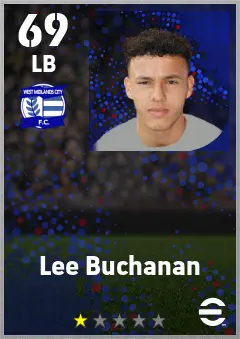 Lee Buchanan eFootball 2026 player card — 69 OVR LB