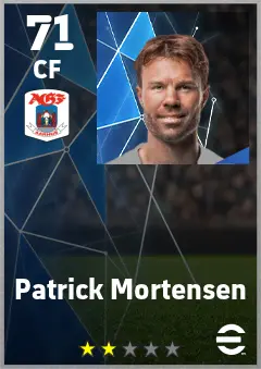 Patrick Mortensen eFootball 2026 player card — 71 OVR CF