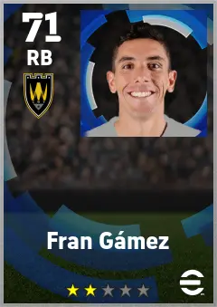 Fran Gamez eFootball 2026 player card — 71 OVR RB