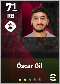 Oscar Gil eFootball 2026 player card — 71 OVR RB